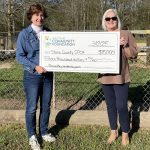 From left: Dr. Katie Stonnington, Stone County SPCA president, and Lisa Birmingham, director of Grants and Scholarships at GCCF.